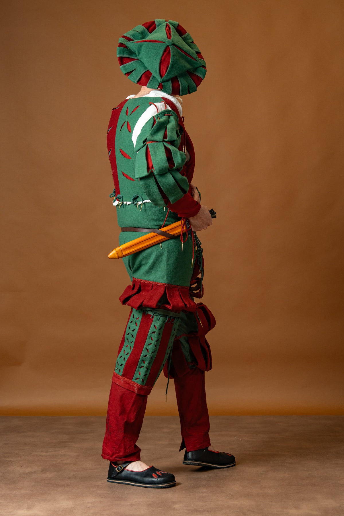 Trousers Landsknecht, wool blend, green and red