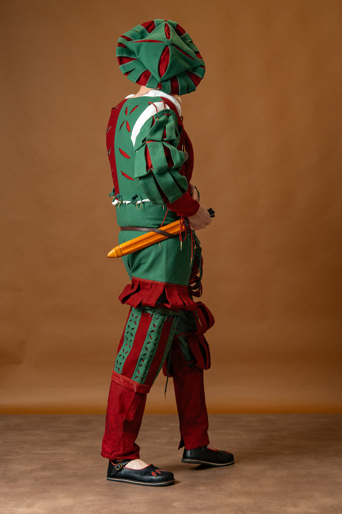 Trousers Landsknecht, wool blend, green and red