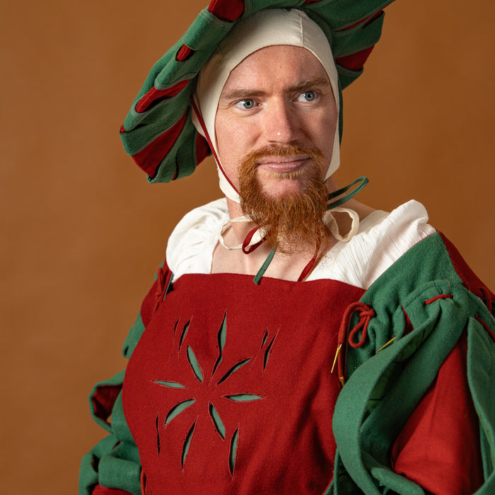 Landsknecht hat, counter beret, wool, green-red