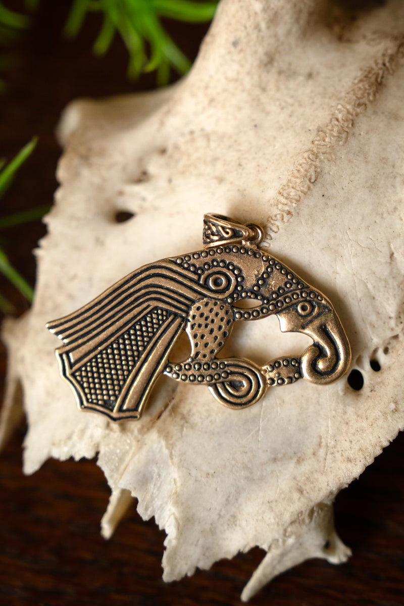 Germanic raven amulet, bronze