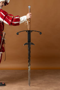 Flamberge with wooden grip, semi-sharp