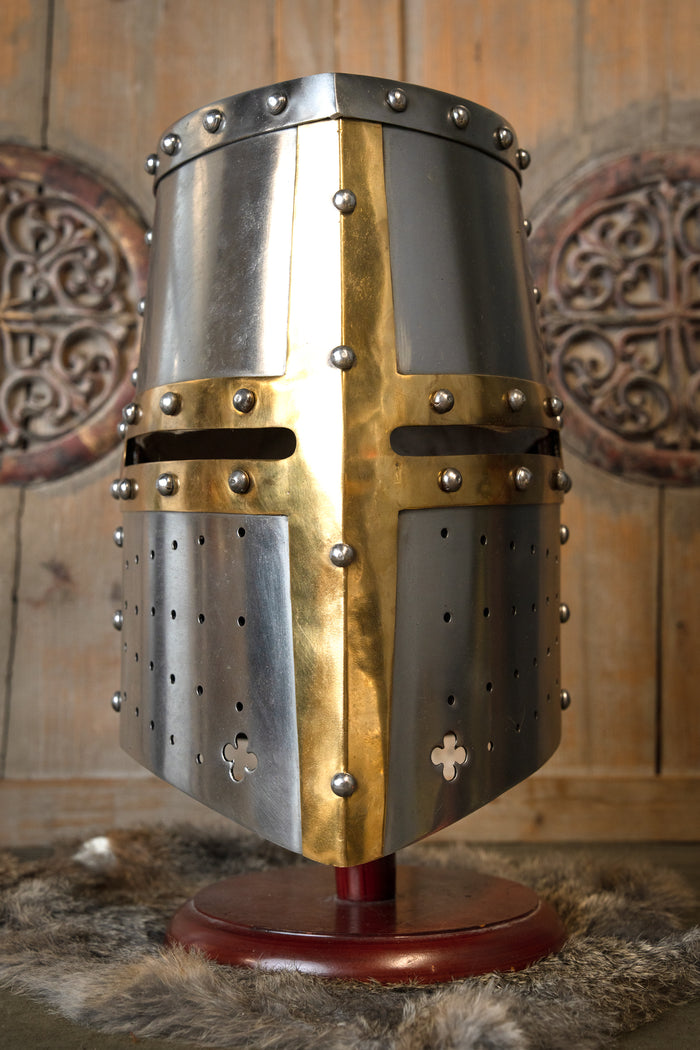 Crusader helmet with brass visor, 1.6 mm