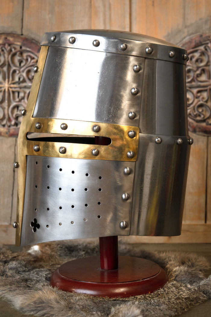Crusader helmet with brass visor, 1.6 mm