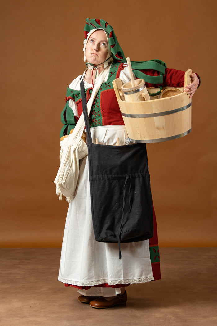 Apron with lace, white
