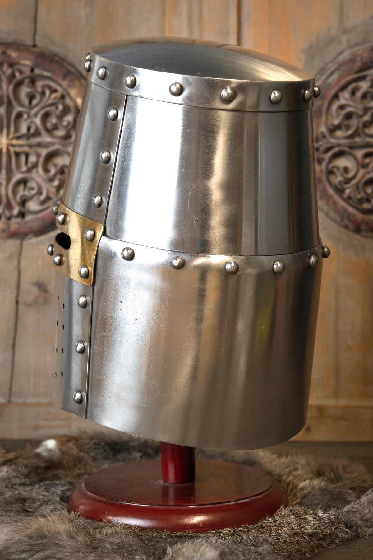 Crusader helmet with brass visor, 1.6 mm