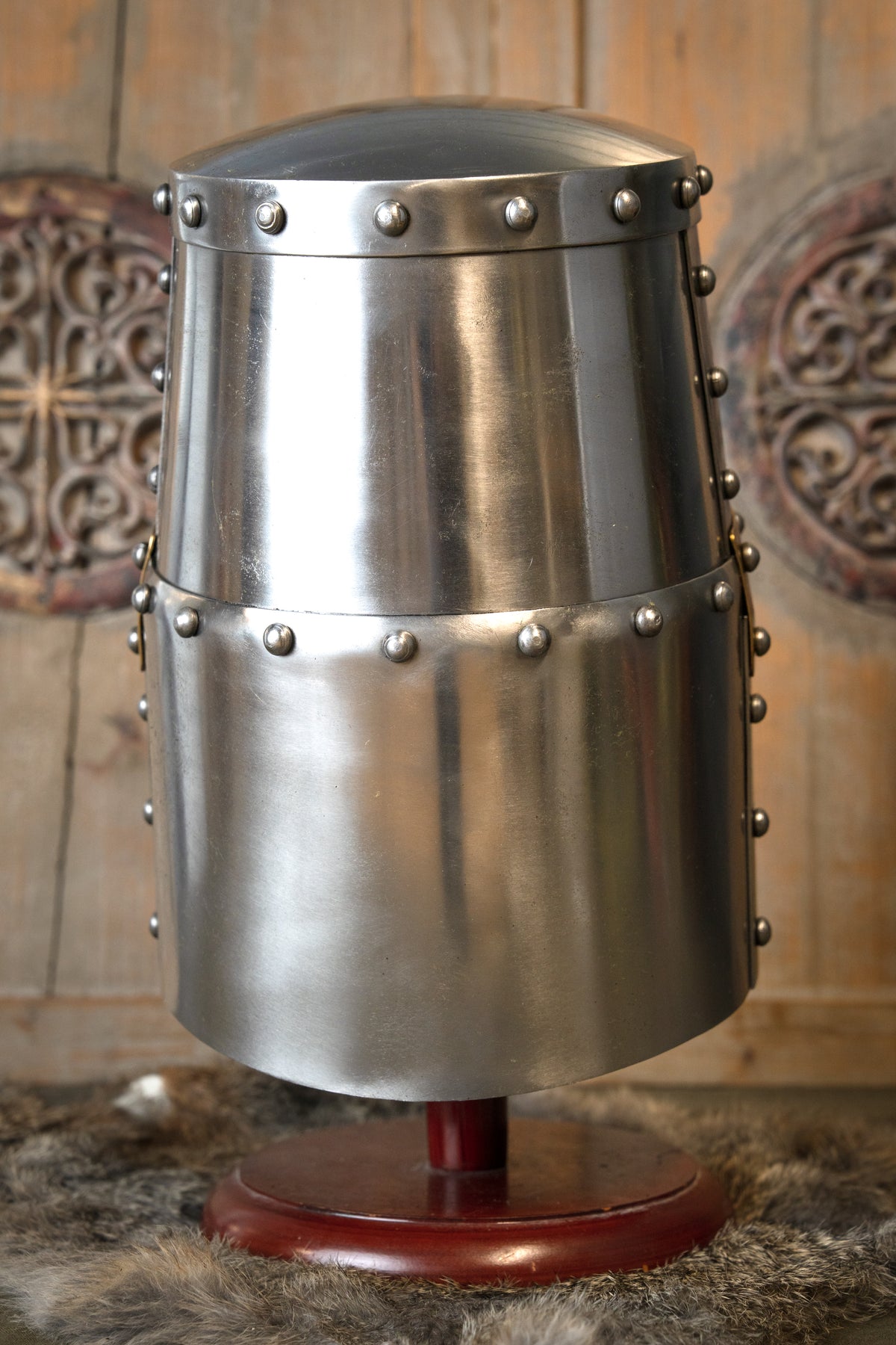 Crusader helmet with brass visor, 1.6 mm