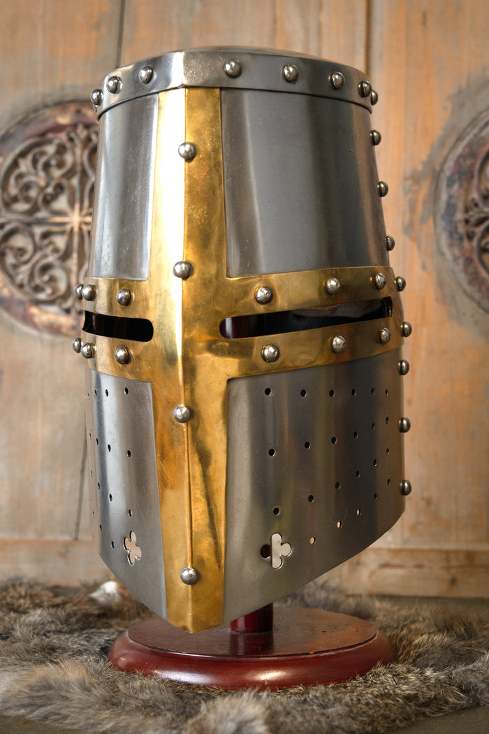Crusader helmet with brass visor, 1.6 mm