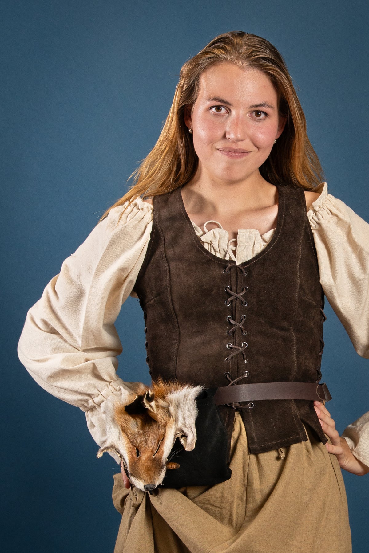 Cathy ladies doublet, suede, brown