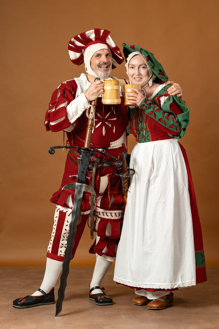 Landsknecht doublet Götz, wool blend, green and red