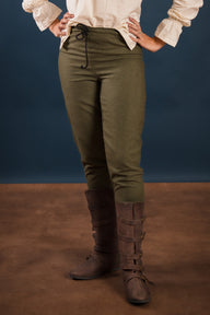 Ladies trousers Skjoldehamm, olive green, wool mix
