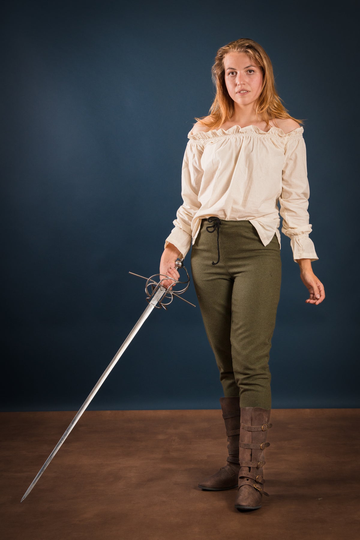 Ladies trousers Skjoldehamm, olive green, wool mix