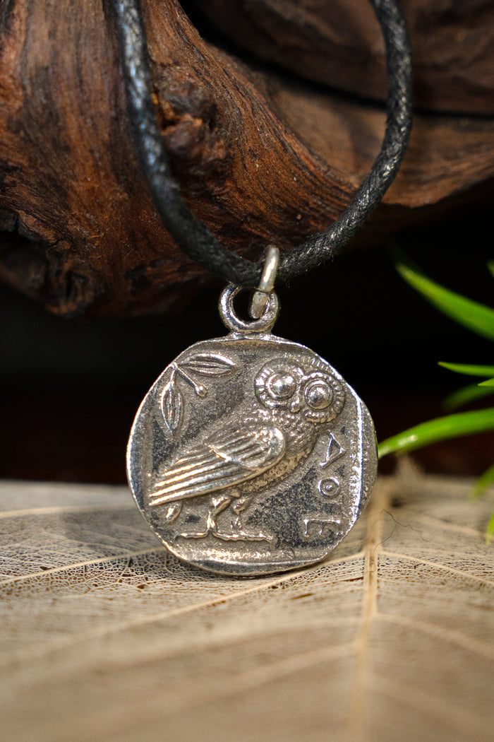 Greek coin pendant Athena, pewter