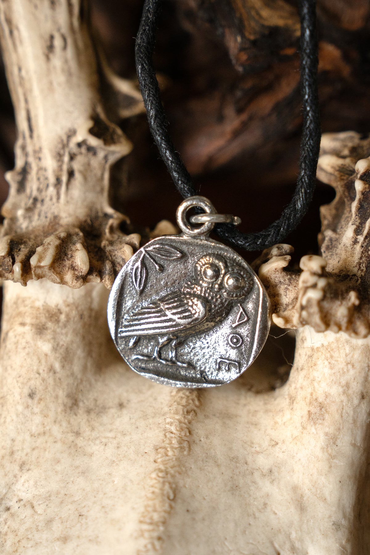 Greek coin pendant Athena, pewter