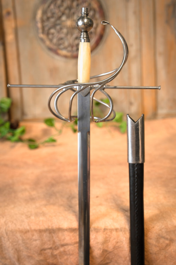 Rapier Three Musketeers with bone grip, semi-sharp
