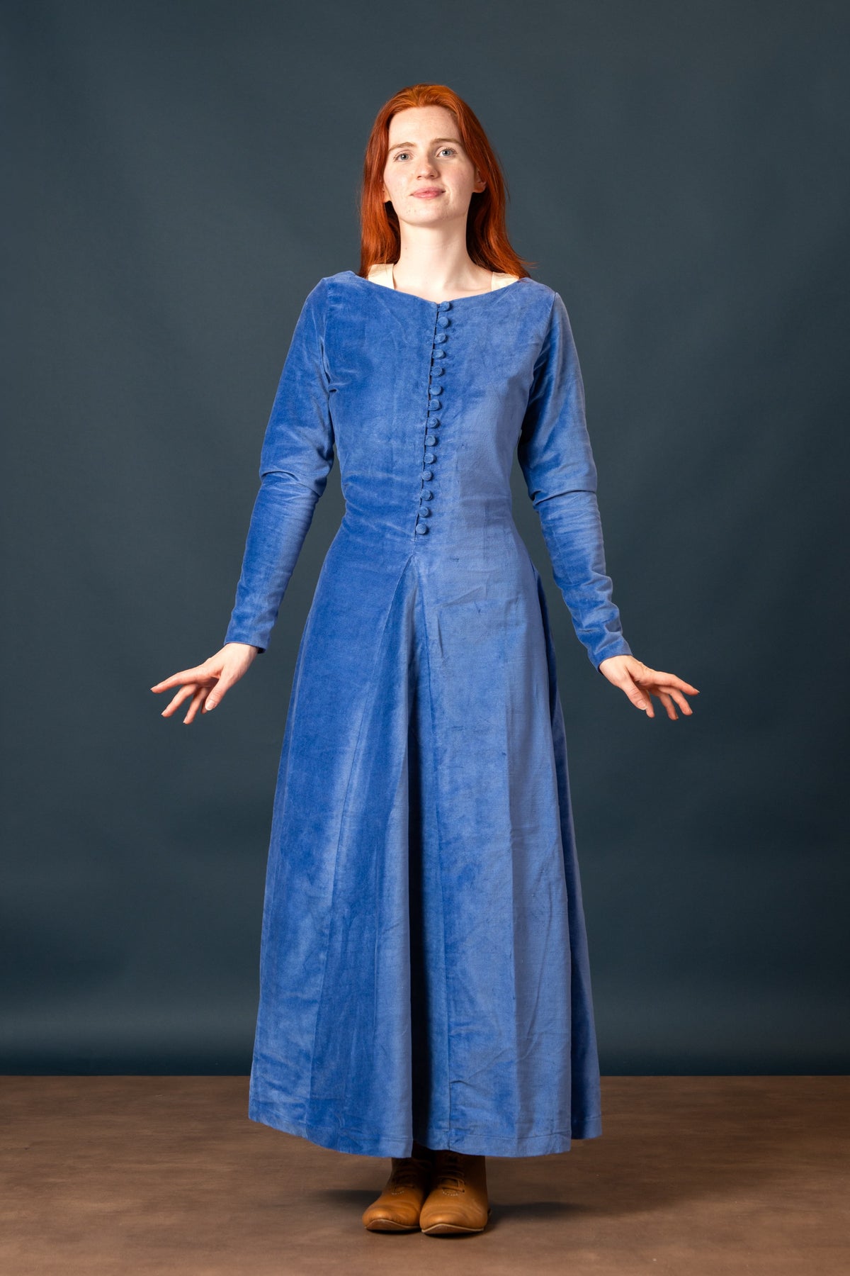 Cotehardie Colette, velvet, blue
