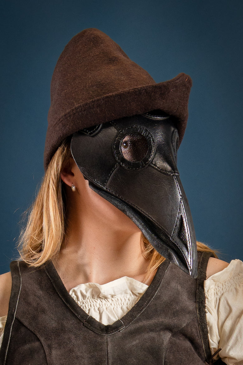 Leather mask plague doctor, black