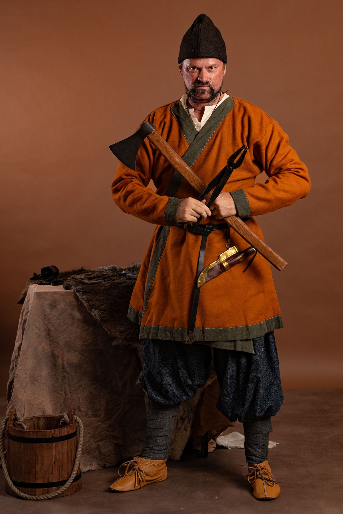 Viking trousers Oseberg, wool mix, blue