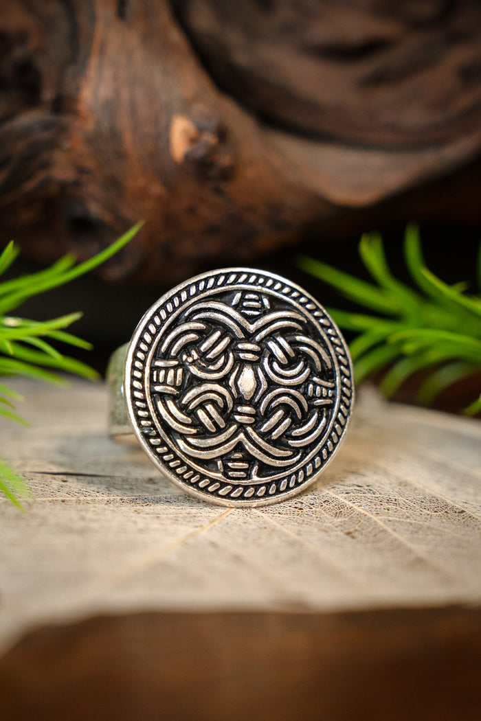 Birka Viking ring Borre style, silvered bronze