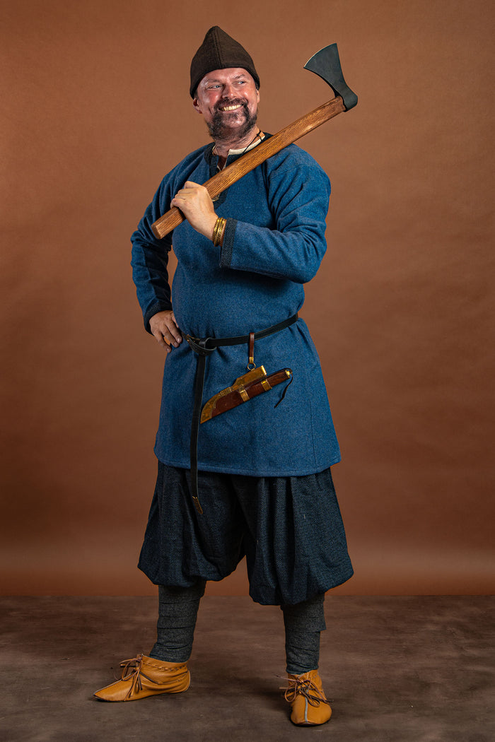 Viking trousers Oseberg, wool mix, blue