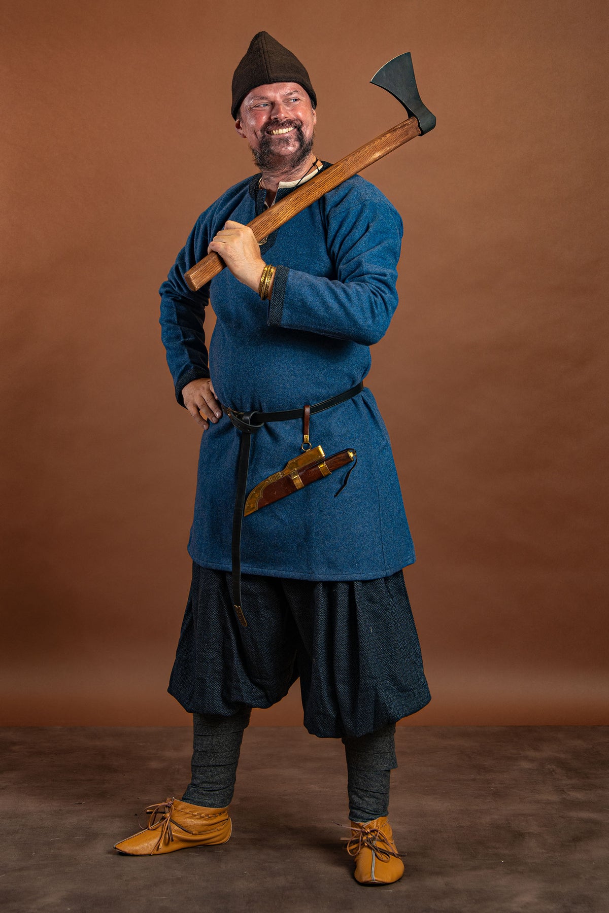Viking tunic Guthrum, wool, blue