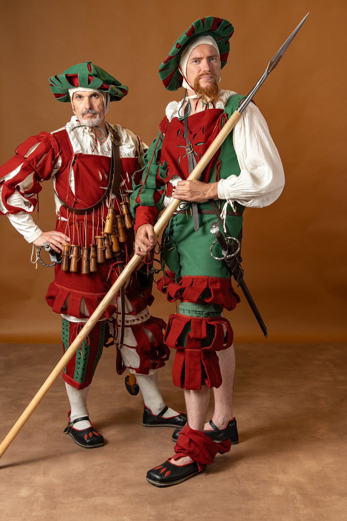 Landsknecht doublet Götz, wool blend, green and red