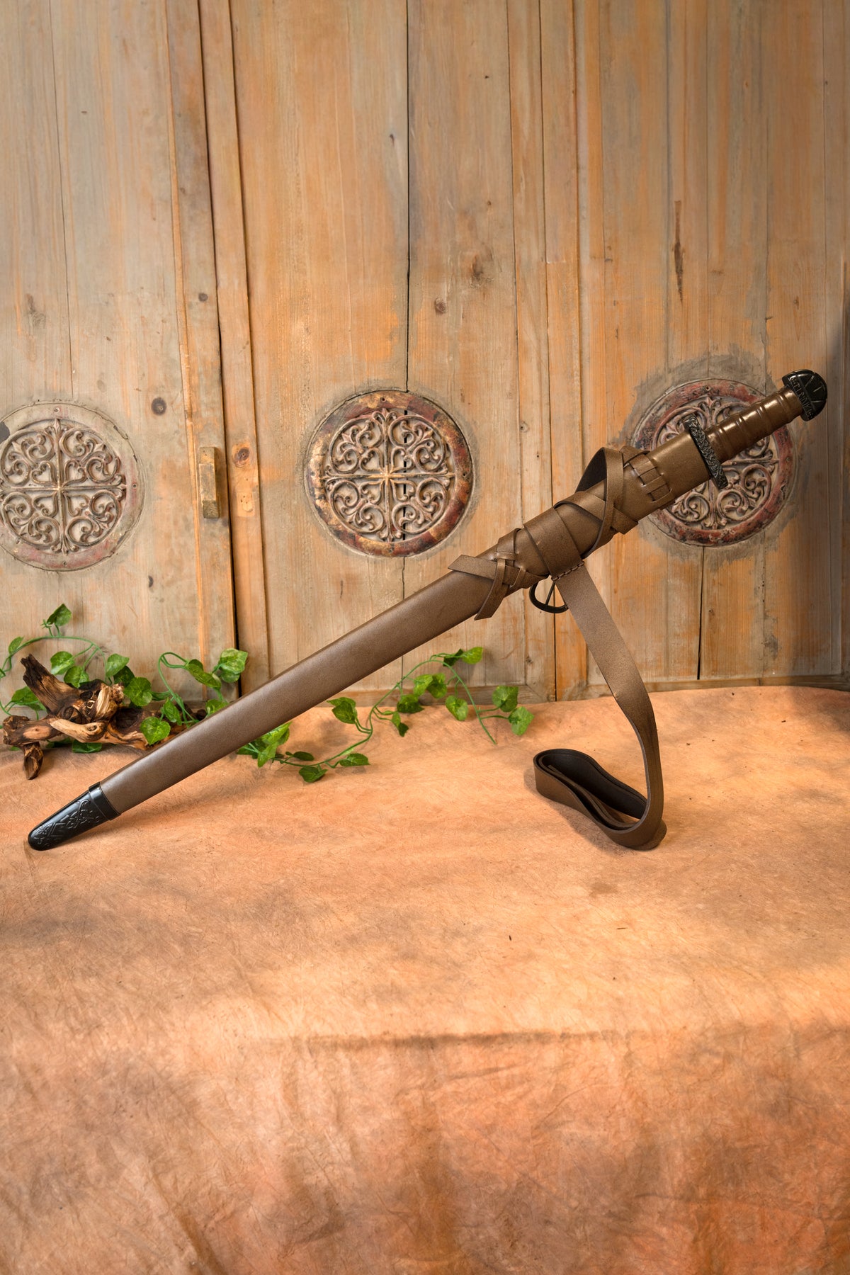 Viking sword Bjorn with deluxe scabbard, semi-sharp