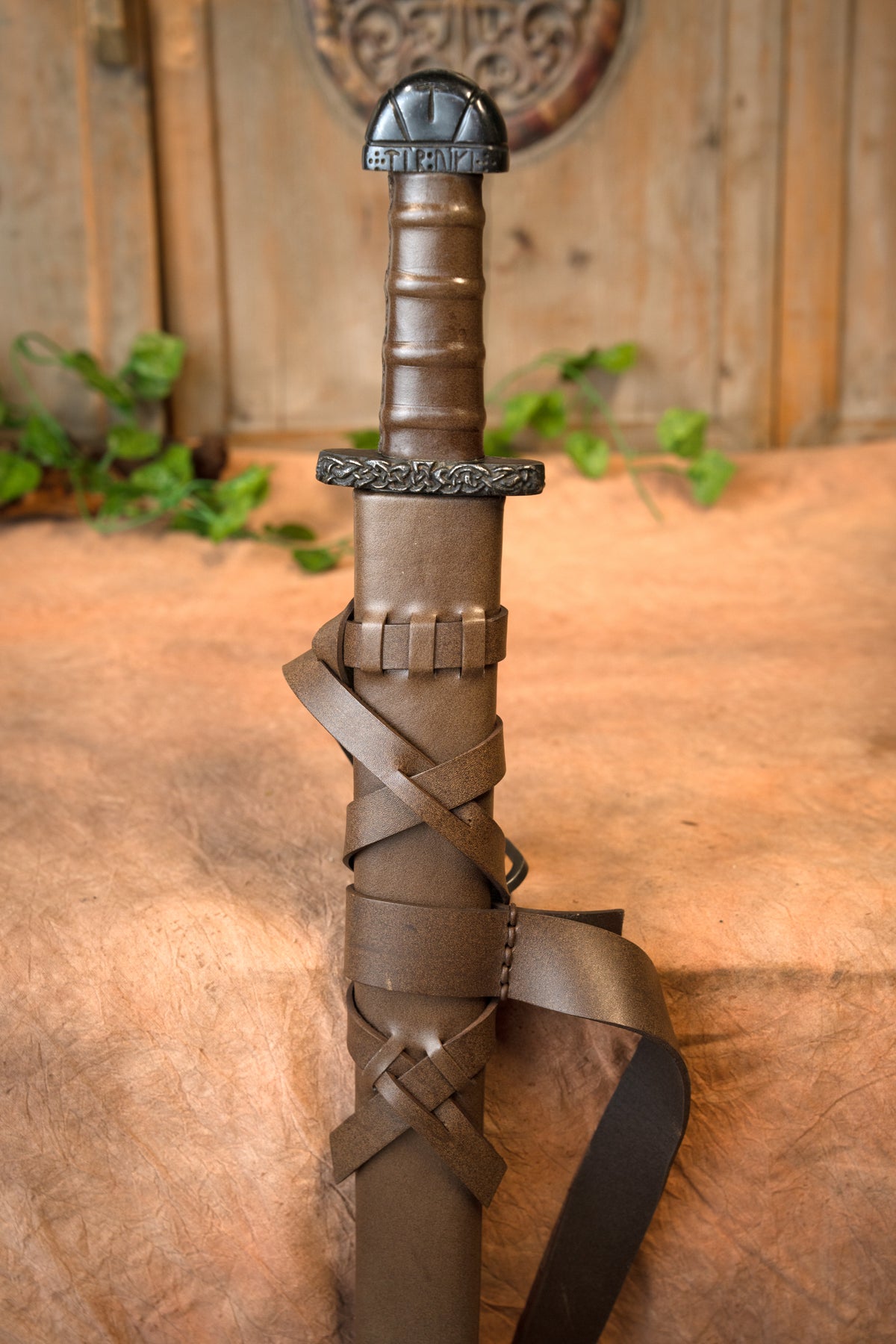 Viking sword Bjorn with deluxe scabbard, semi-sharp