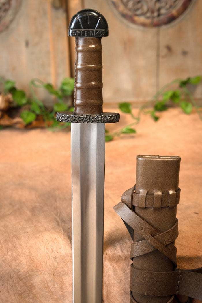 Viking sword Bjorn with deluxe scabbard, semi-sharp