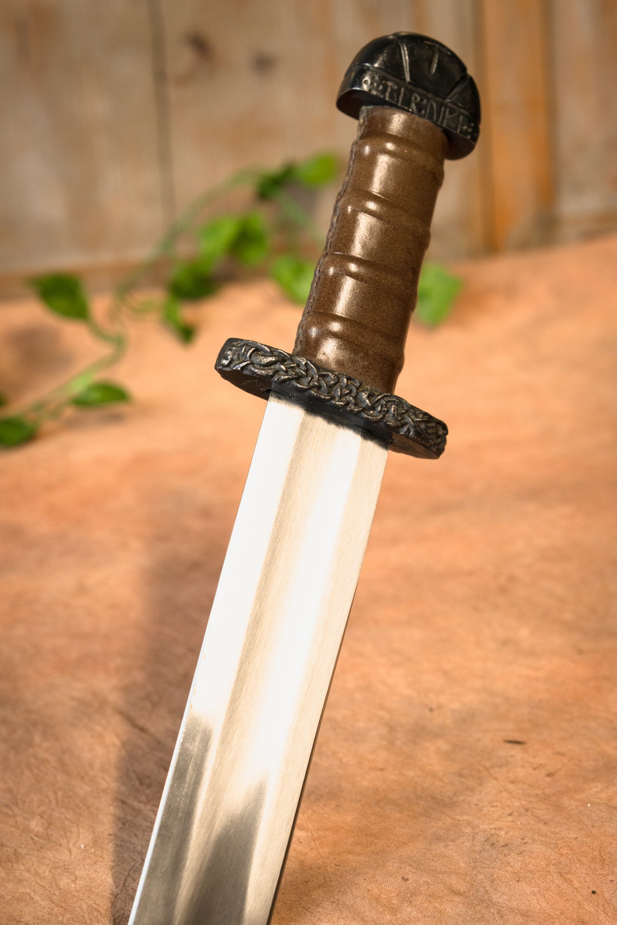Viking sword Bjorn with deluxe scabbard, semi-sharp