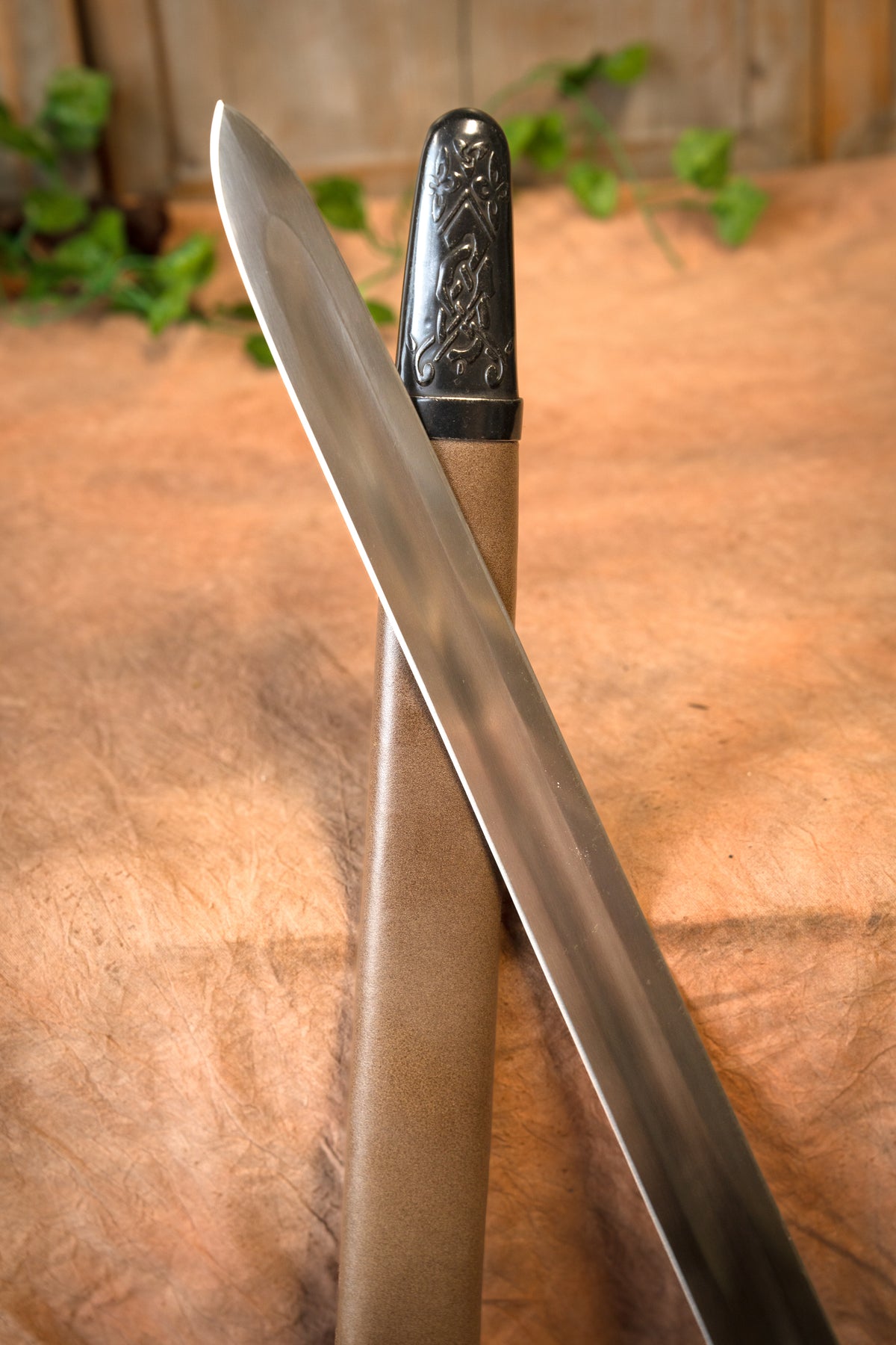 Viking sword Bjorn with deluxe scabbard, semi-sharp