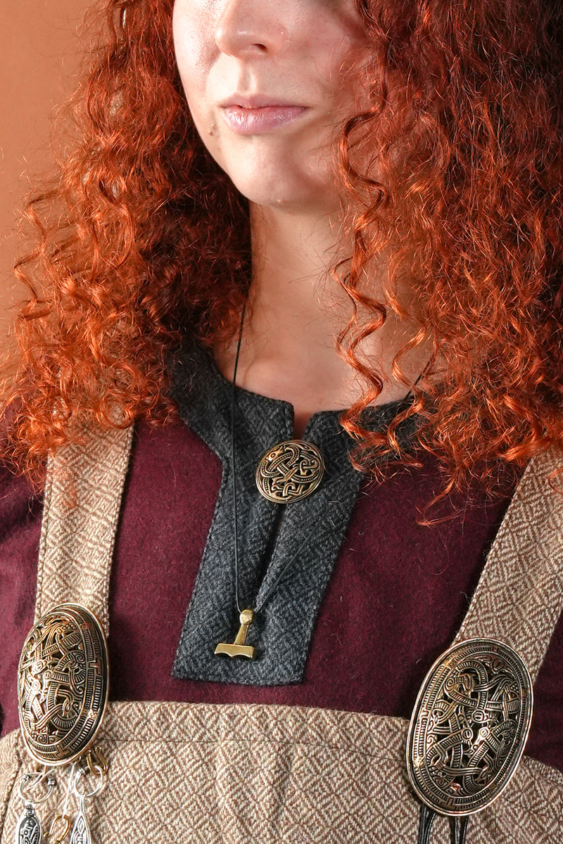 Viking skivefibula i Jellinge-stil, bronze