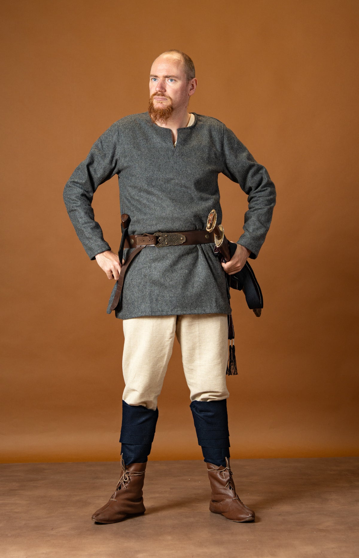 Viking tunic Lodin, dark gray, wool blend