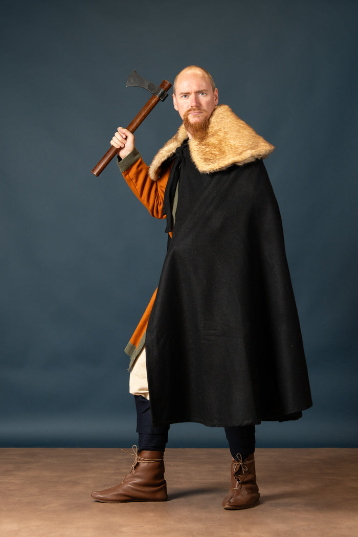 Fur cloak John, black, wool mix