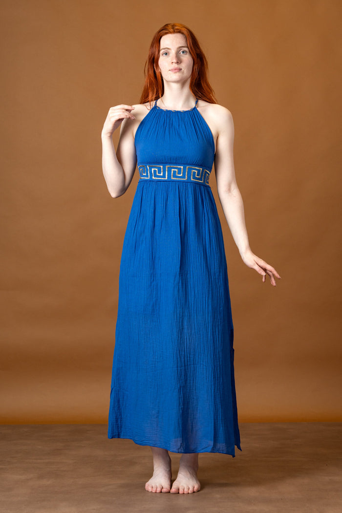 Goddess dress Circe, blue