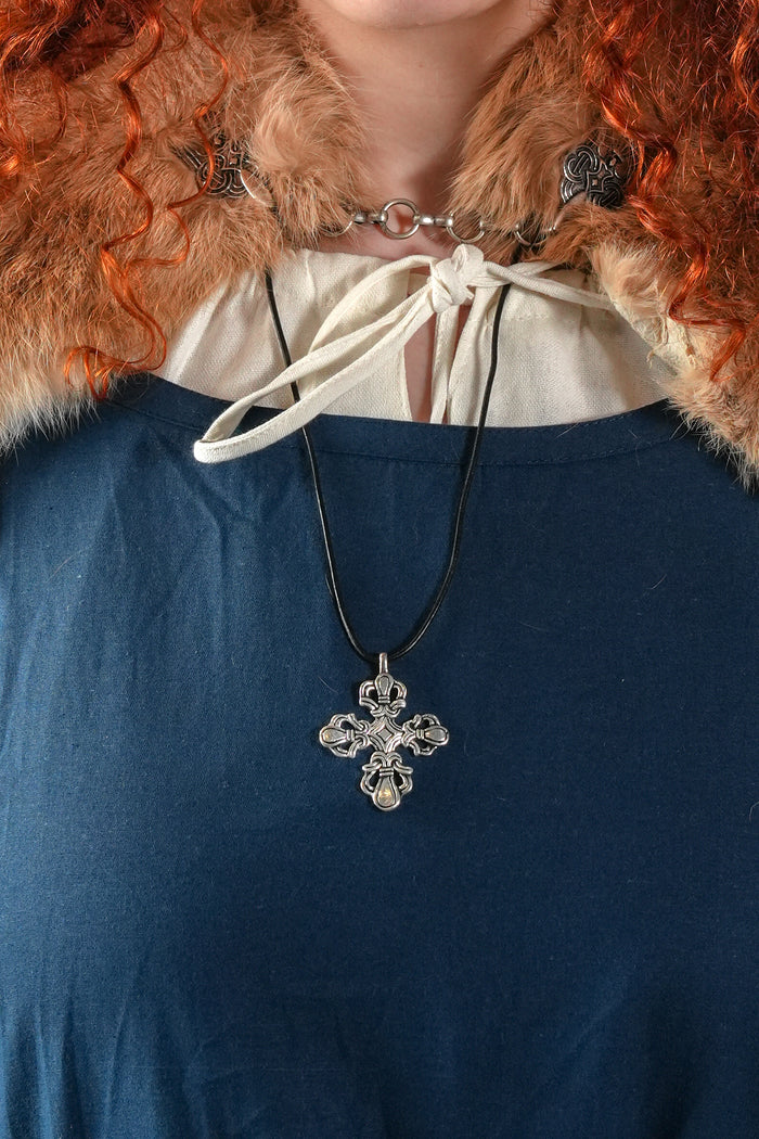 Viking cross amulet Slagelse, silvered bronze