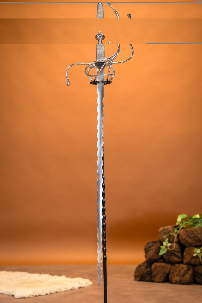 Rapier with flamberge blade, semi-sharp