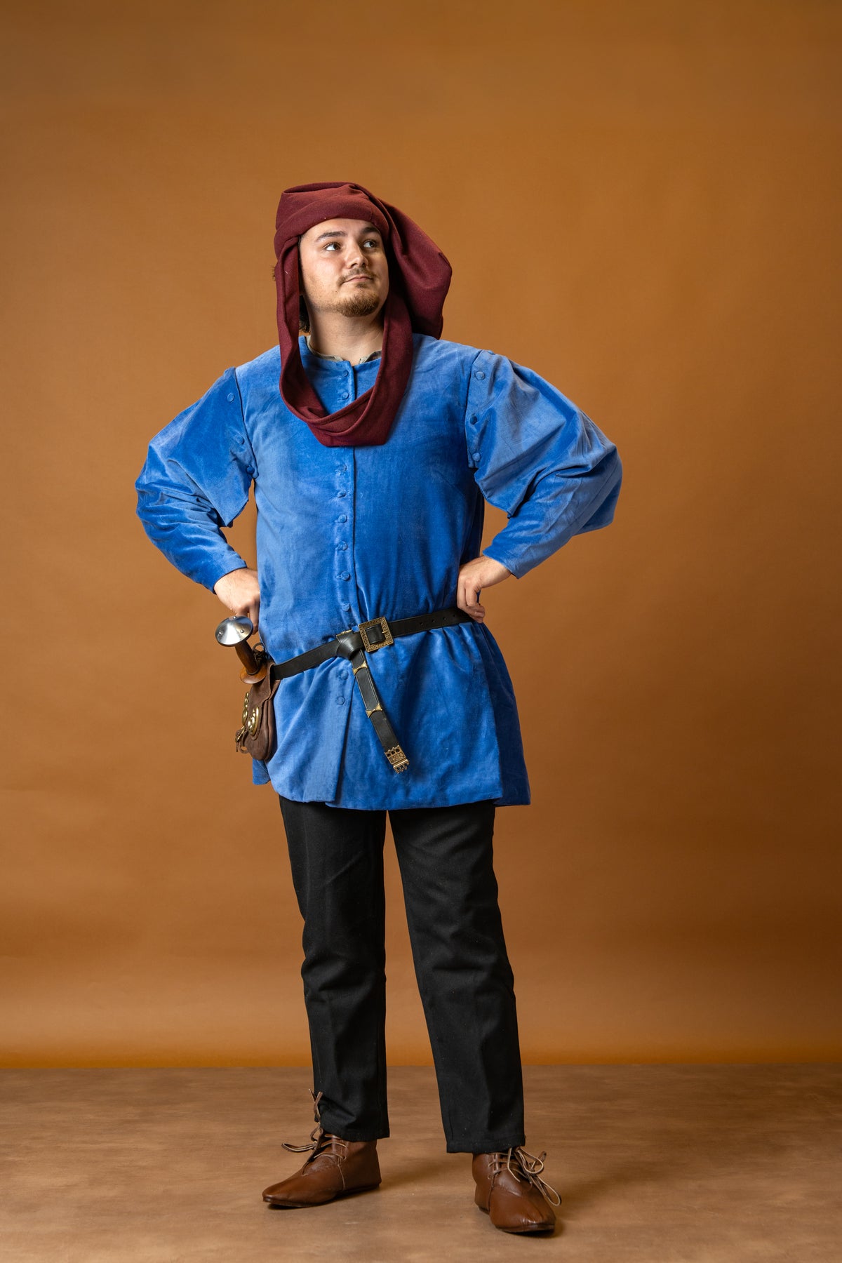 Houppelande Cesare, velvet, blue