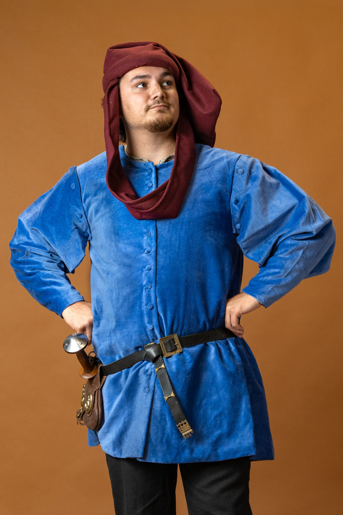 Houppelande Cesare, velvet, blue