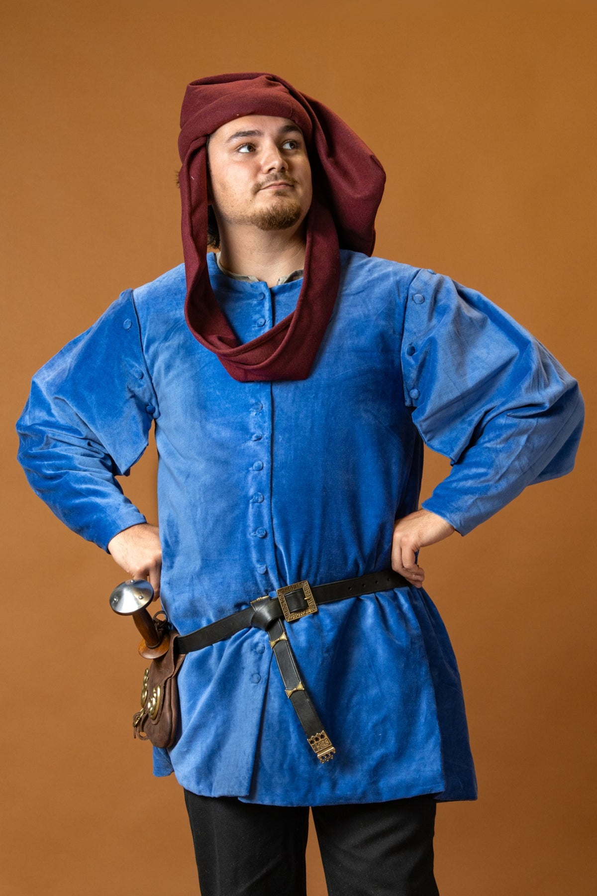 Houppelande Cesare, velvet, blue