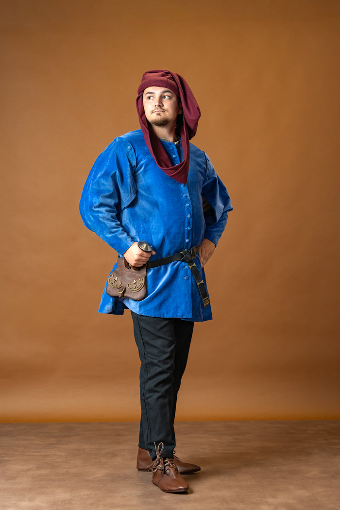 Houppelande Cesare, velvet, blue