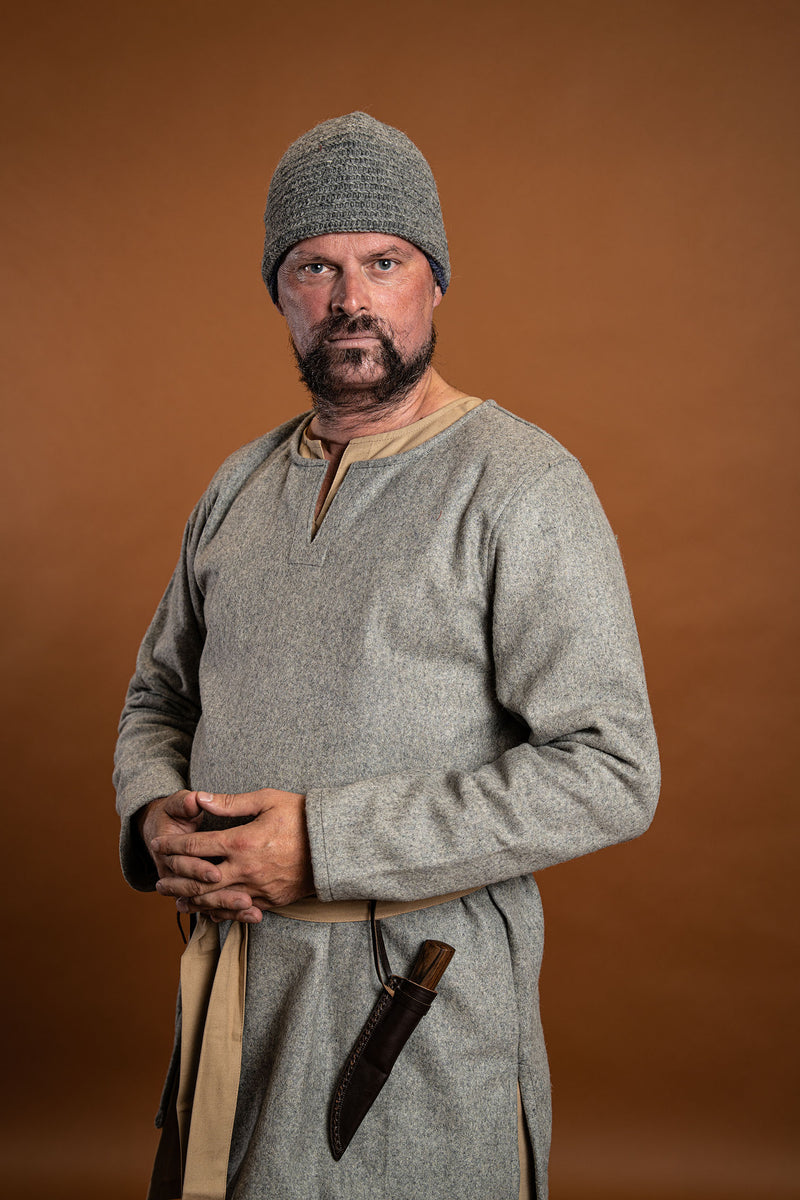 Needle-Bound Hat, 100% Wool, Grey-Blue