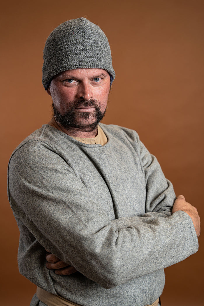 Needle-Bound Hat, 100% Wool, Grey-Blue