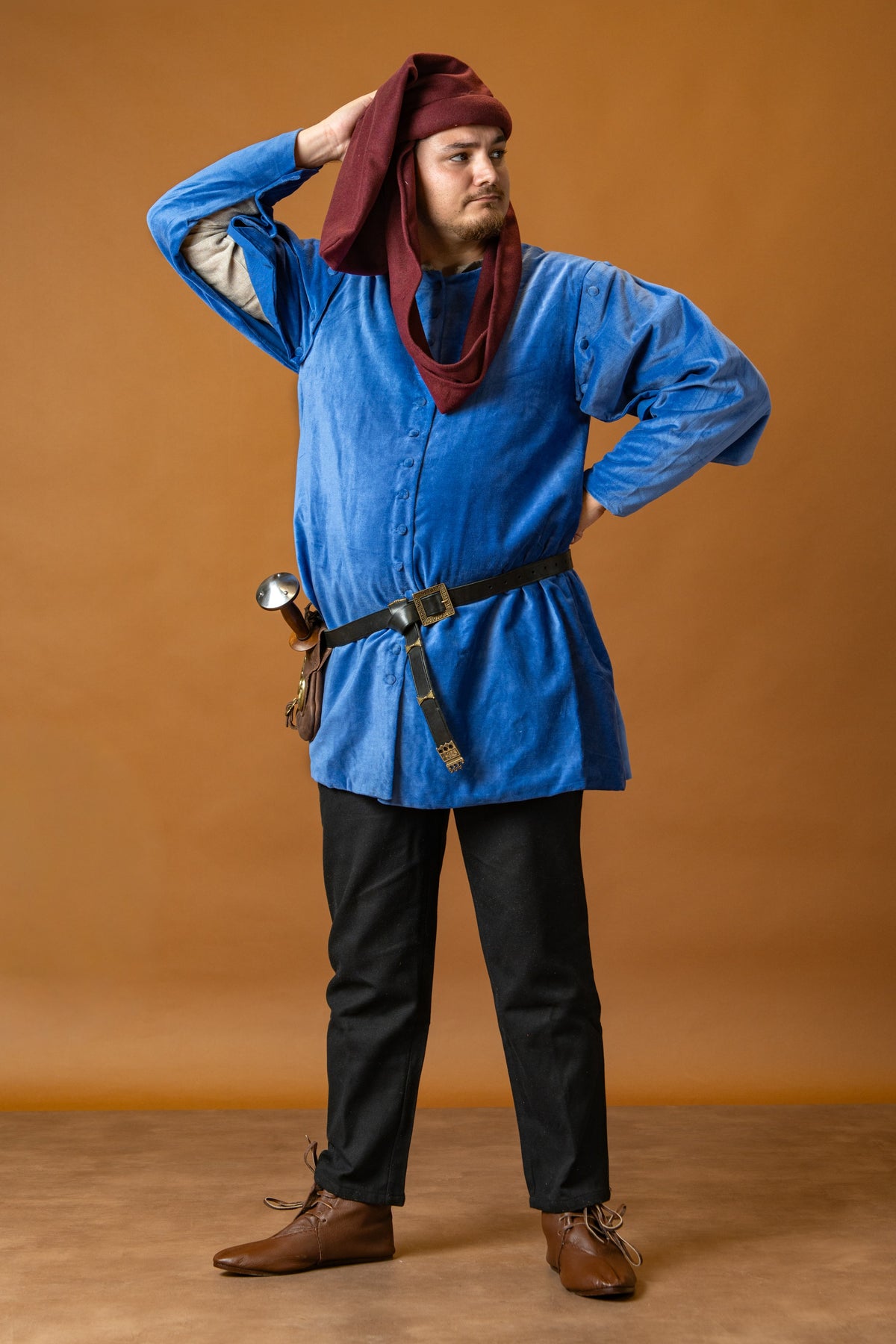 Houppelande Cesare, velvet, blue
