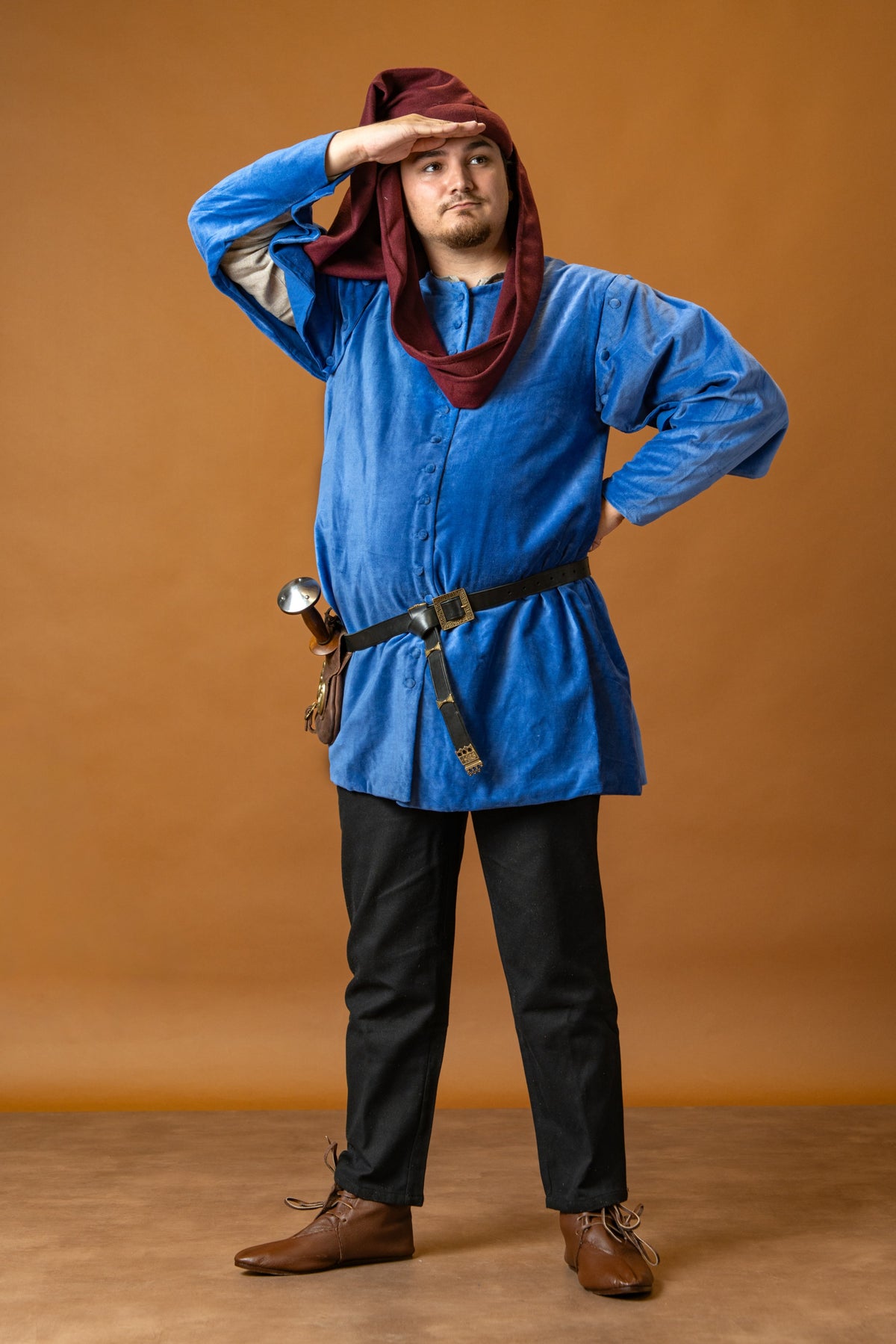 Houppelande Cesare, velvet, blue