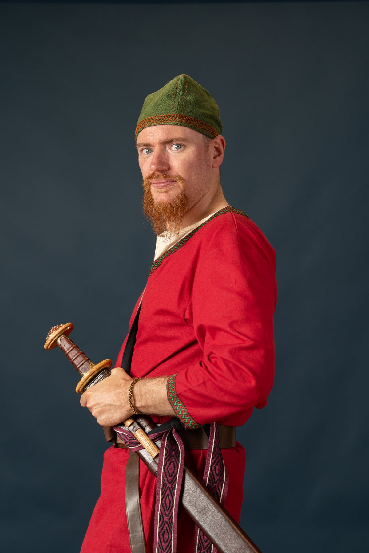 Embroidered Viking hat Ulf, green