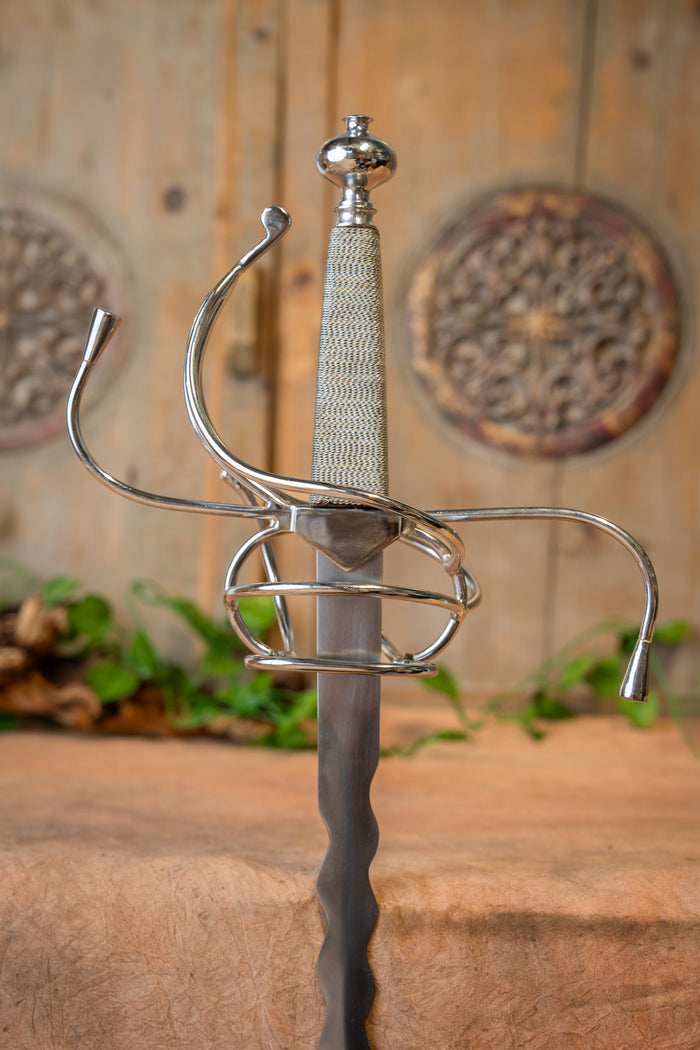 Rapier with flamberge blade, semi-sharp