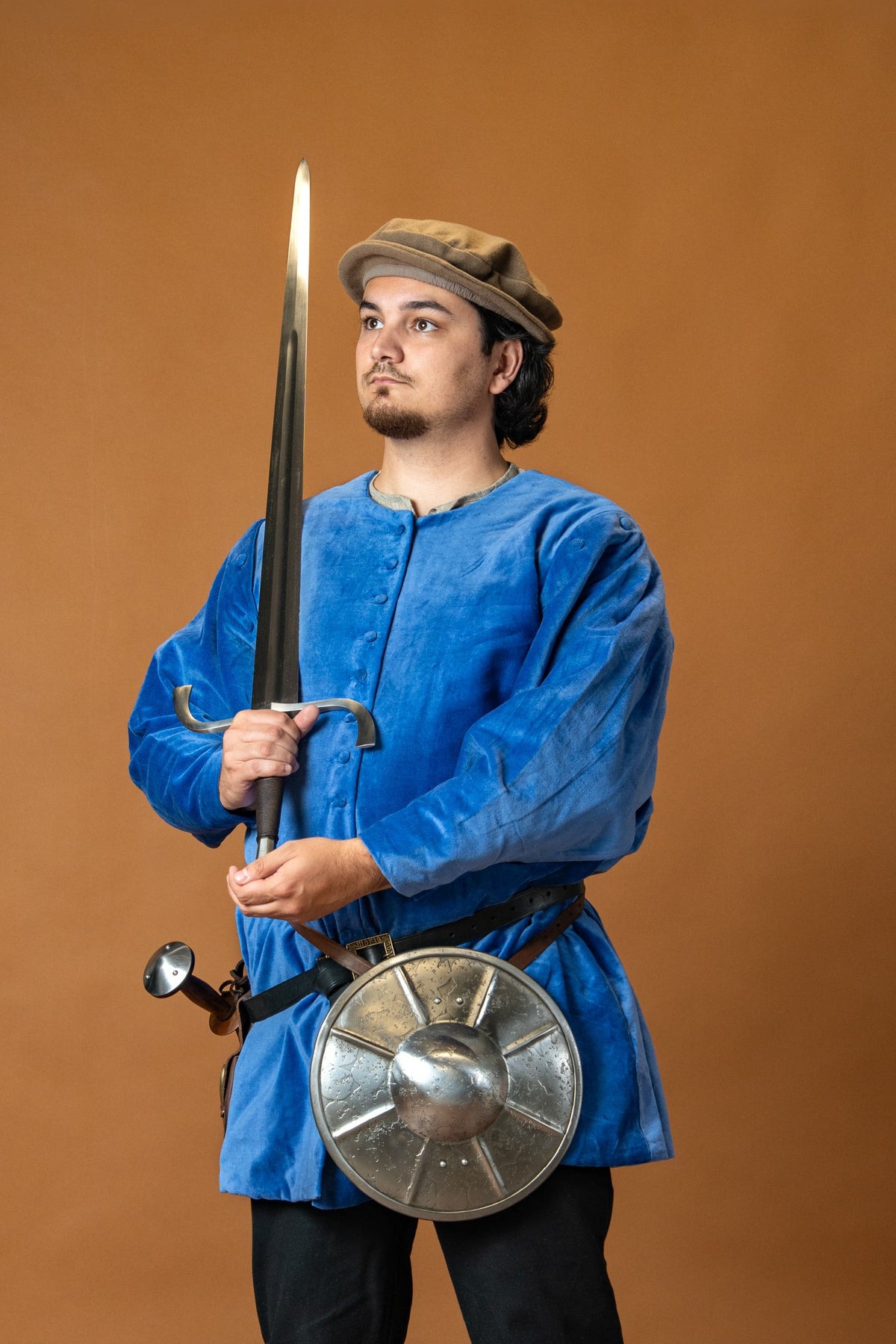 Houppelande Cesare, velvet, blue