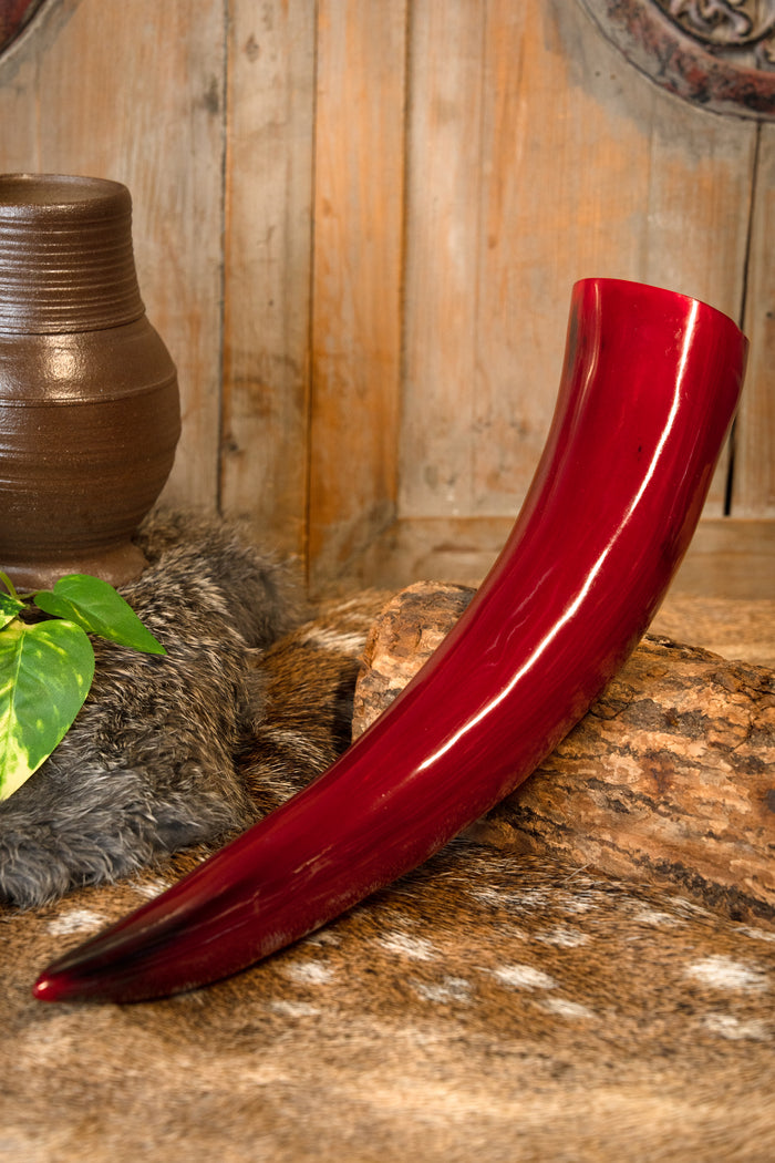 Devilish drinking horn with luxurious drinking horn holder, 300-500 ml