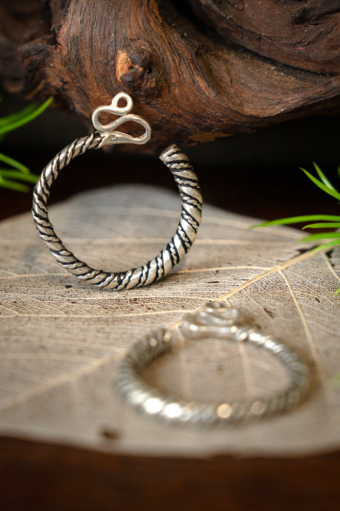 Decorated Slavic temple rings, silvered bronze