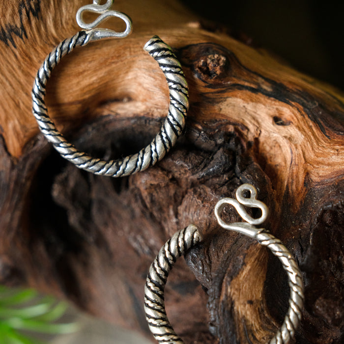 Decorated Slavic temple rings, silvered bronze